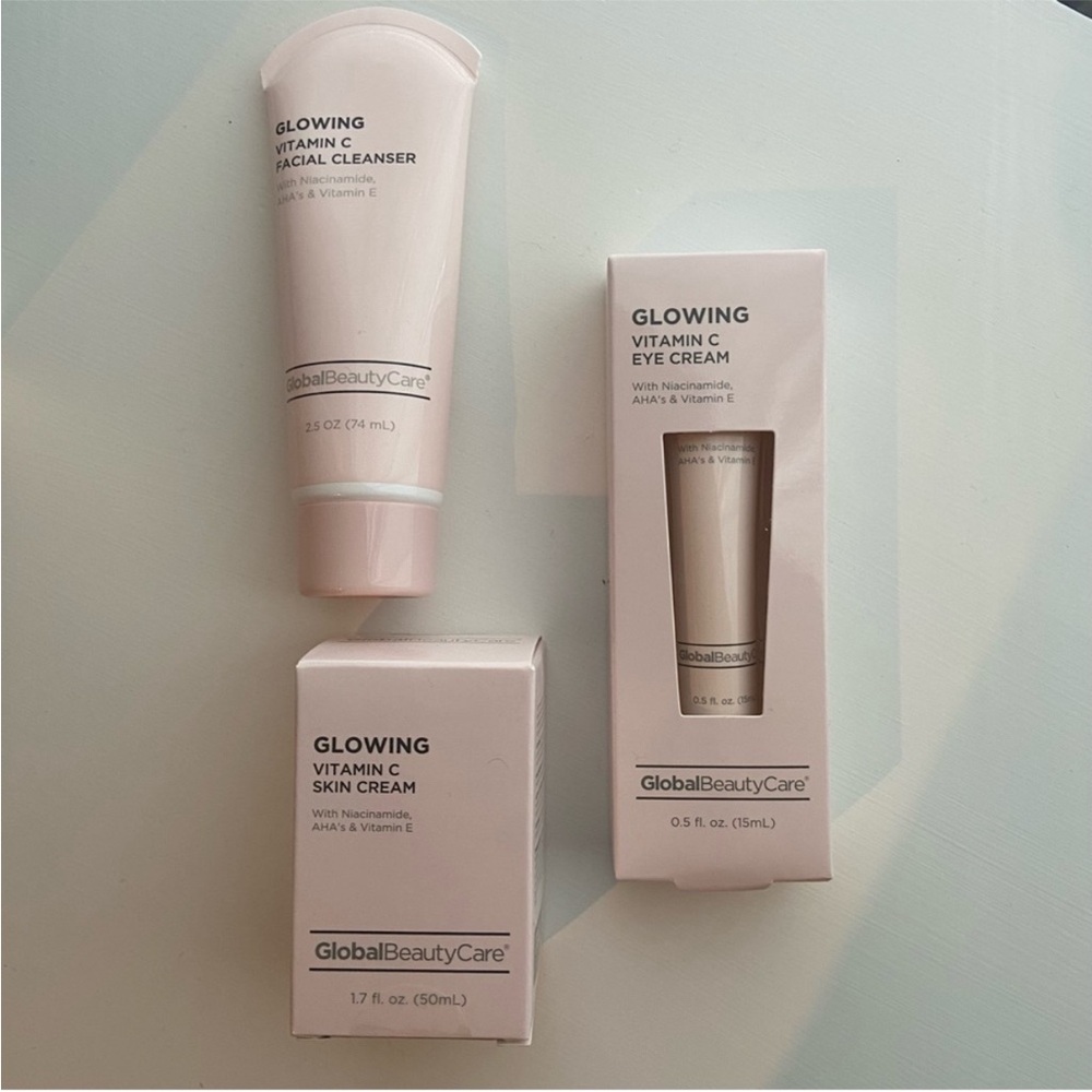 Global Beauty Care Glowing Vitamin C Set 3 pc-eye cream, cleanser and skin cream